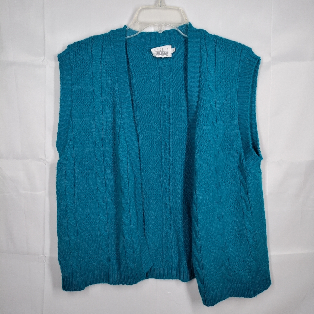 VTG Leslie Fay cardigan sweater vest - Picture 2 of 4